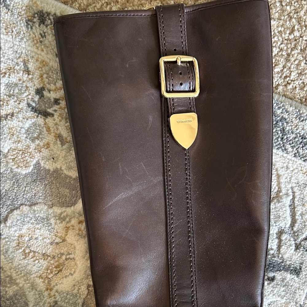 Coach Easton Semi Matte Calf Boots in Chestnut - Picture 4 of 11
